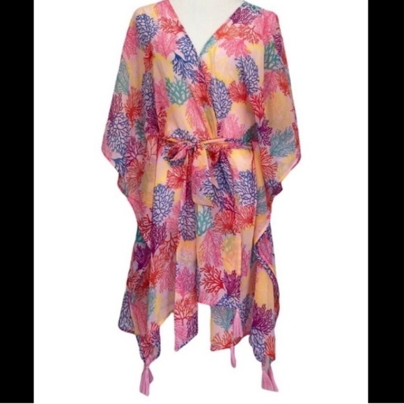 America & Beyond Colorful Cover Up Kimono - Picture 1 of 9